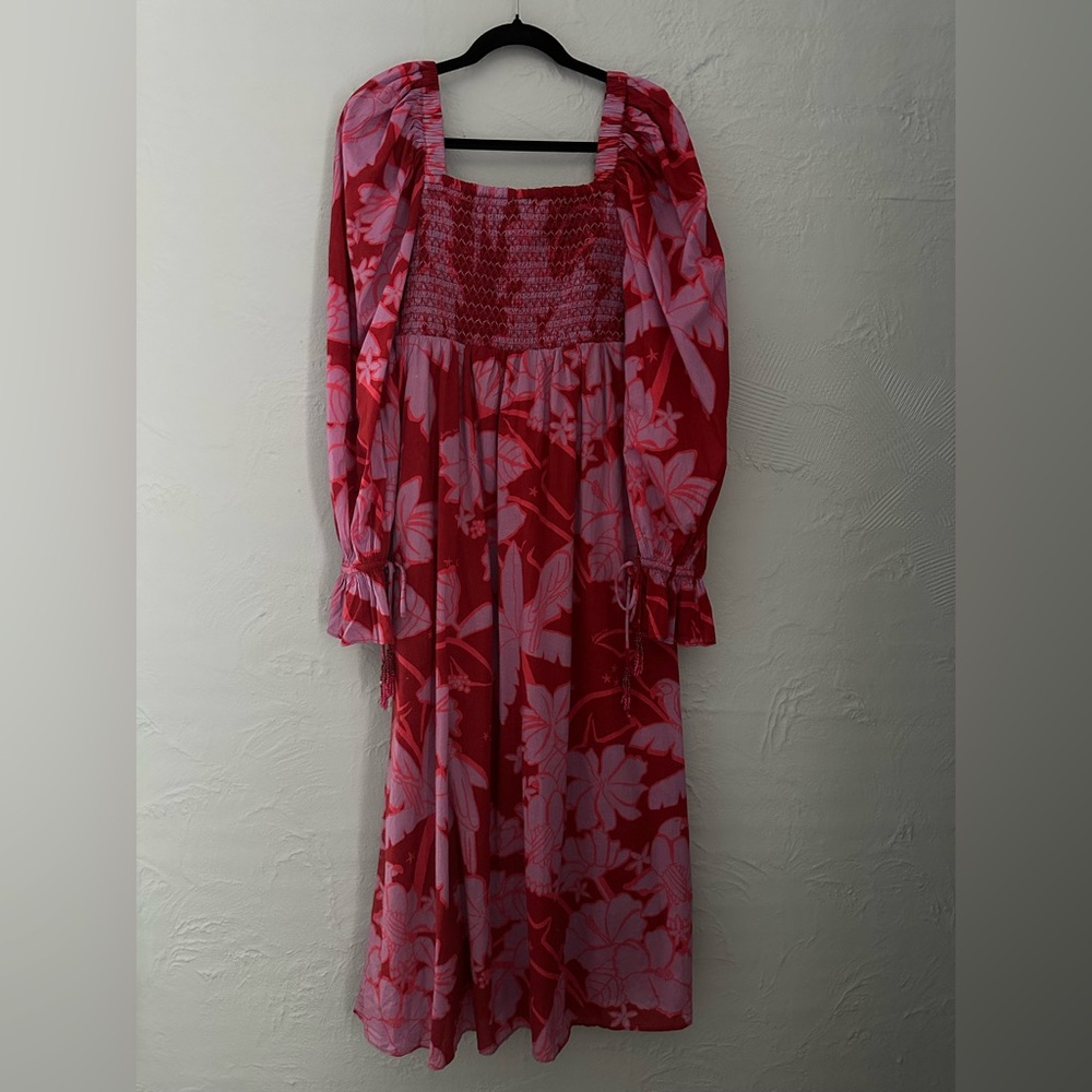 Farm Rio Anthropologie Living Nature Burgundy Long Maxi Dress - Picture 2 of 8